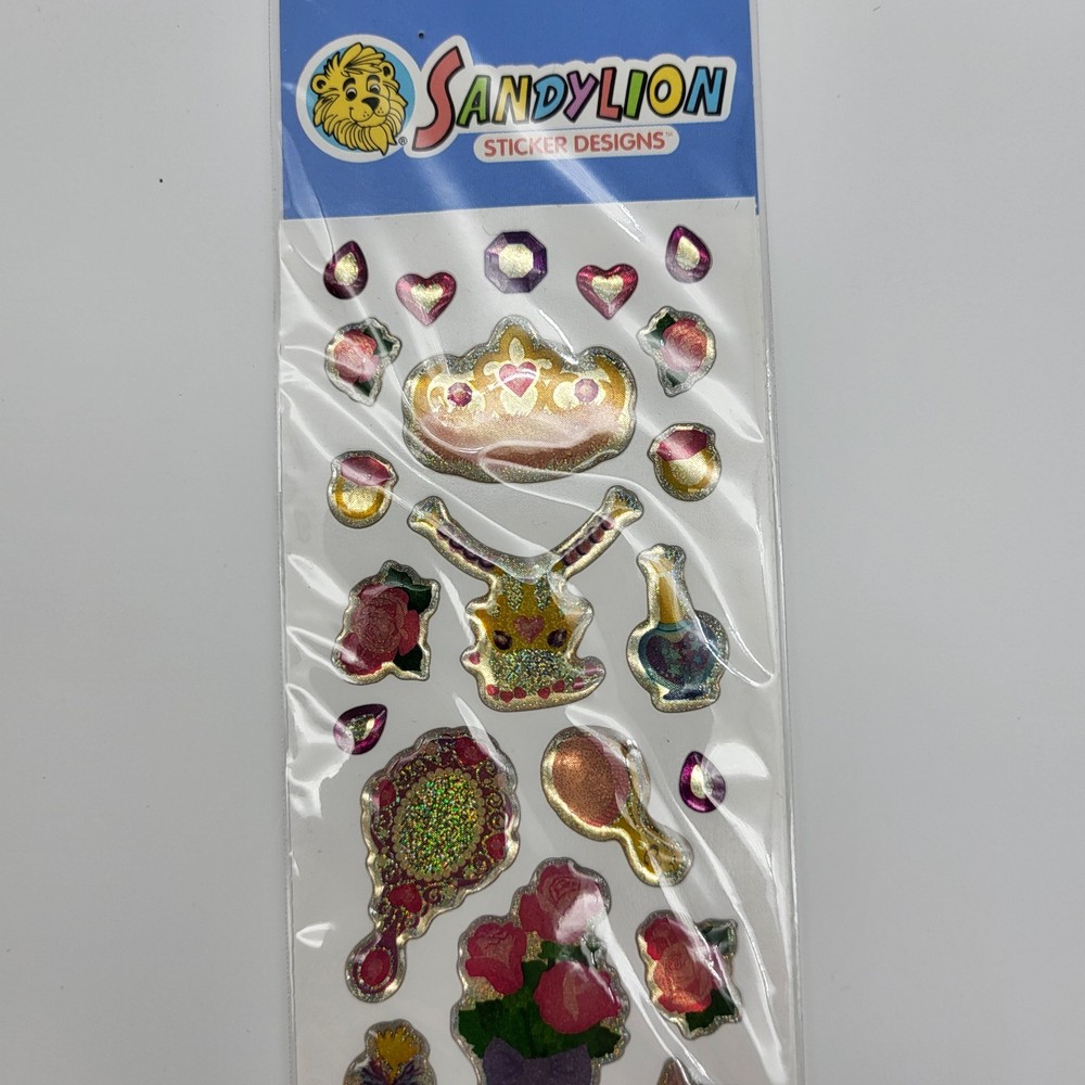Vintage Sandylion puffy Gem Stickers Princess crown