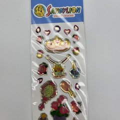 Vintage Sandylion puffy Gem Stickers Princess crown