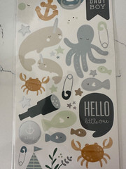 Pebbles Accent Stickers Baby Boy Sea Creature Boat Star Bottle 52PC Scrapbooking