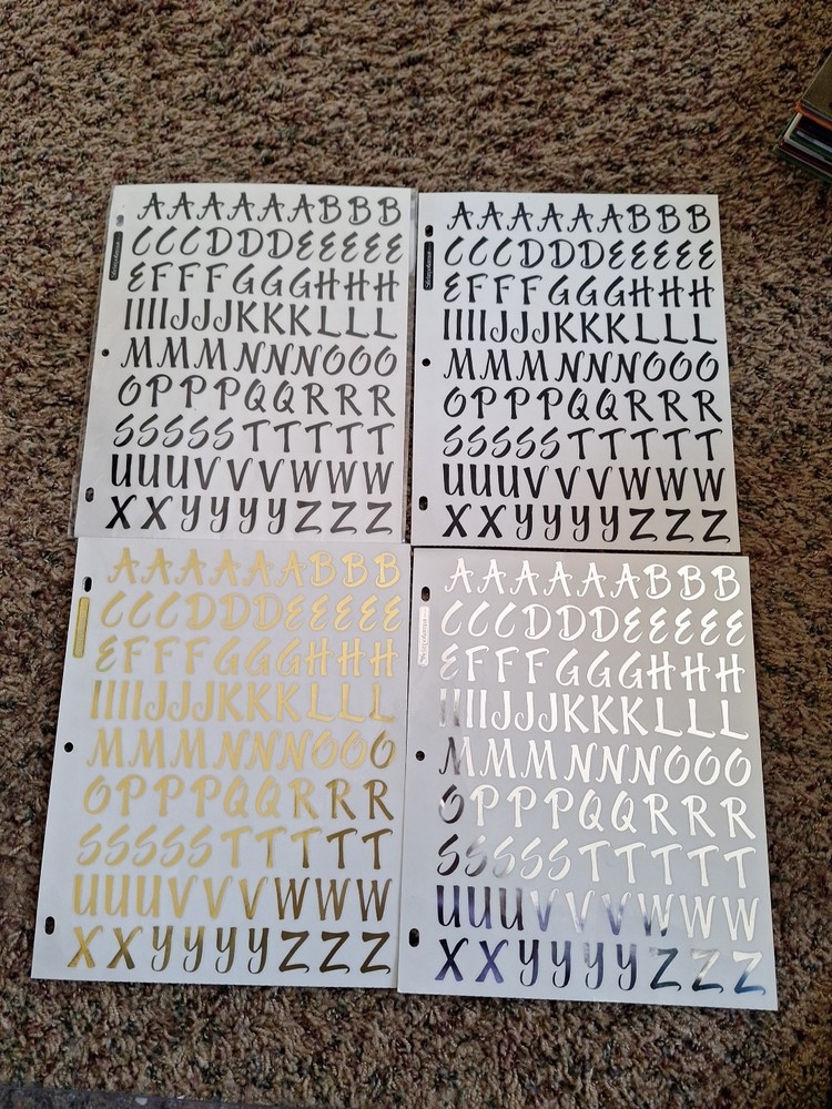 Stickopotamus Letter Stickers, 2 Black, 1 Gold, 1 Silver