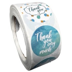 NEW T Stickers 1″ Thank You 500ct Blue (8 Designs) Labels