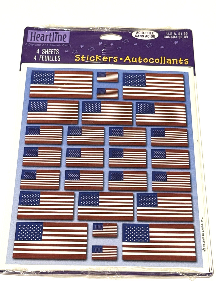 Hallmark Heartline American Flag Stickers Patriotic Independence Day July 4 NEW