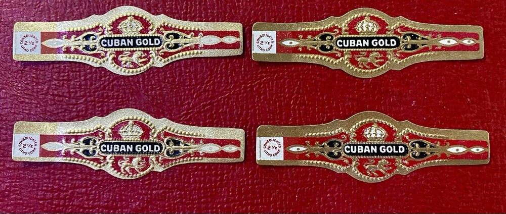 4 Vintage 1920s Cuban Gold Cigar Bands – New Old Stock MINT – Unused Labels
