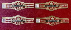 4 Vintage 1920s Cuban Gold Cigar Bands – New Old Stock MINT – Unused Labels