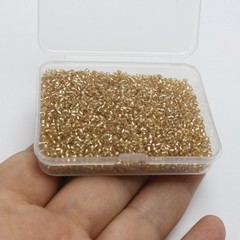 4000 pcs Champagne Color Glass Beads 2mm Silver Foil lined + Storage Box Jewelry