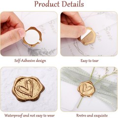 50Pcs Heart Wax Seal Stickers, Envelope Self Adhesive for Wedding Party Birthday