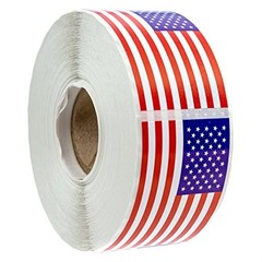 Patriotic American Flag Stickers – 500 Perforated USA Labels, 1.25″ x 2.125