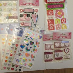 Lot of 24 Valentine/Love Stickers & Embelishments for Scrapbooking Card Making