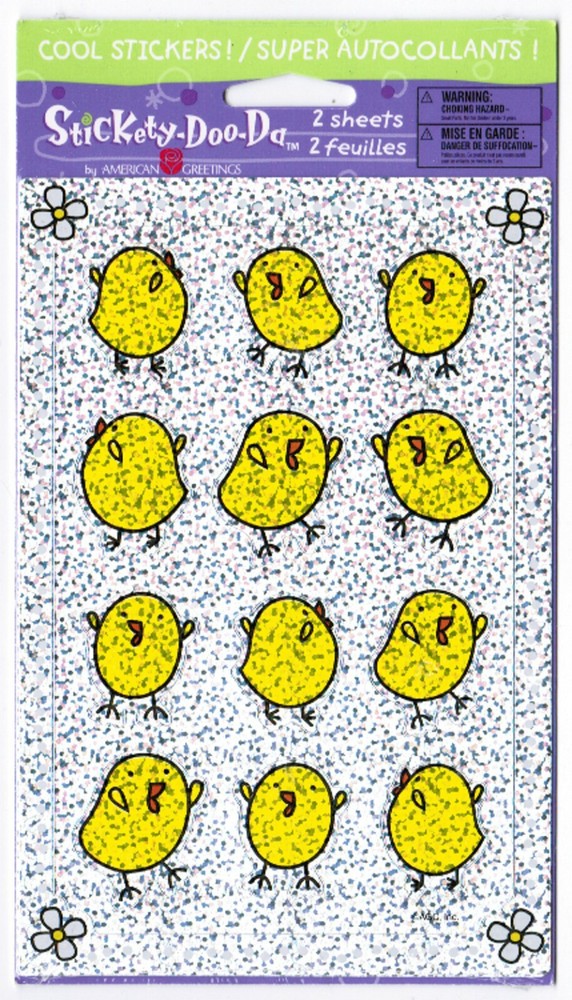New Pack Adorable Easter Chubby Chicks Scrapbook Sparkly Stickers! 2 Sheets