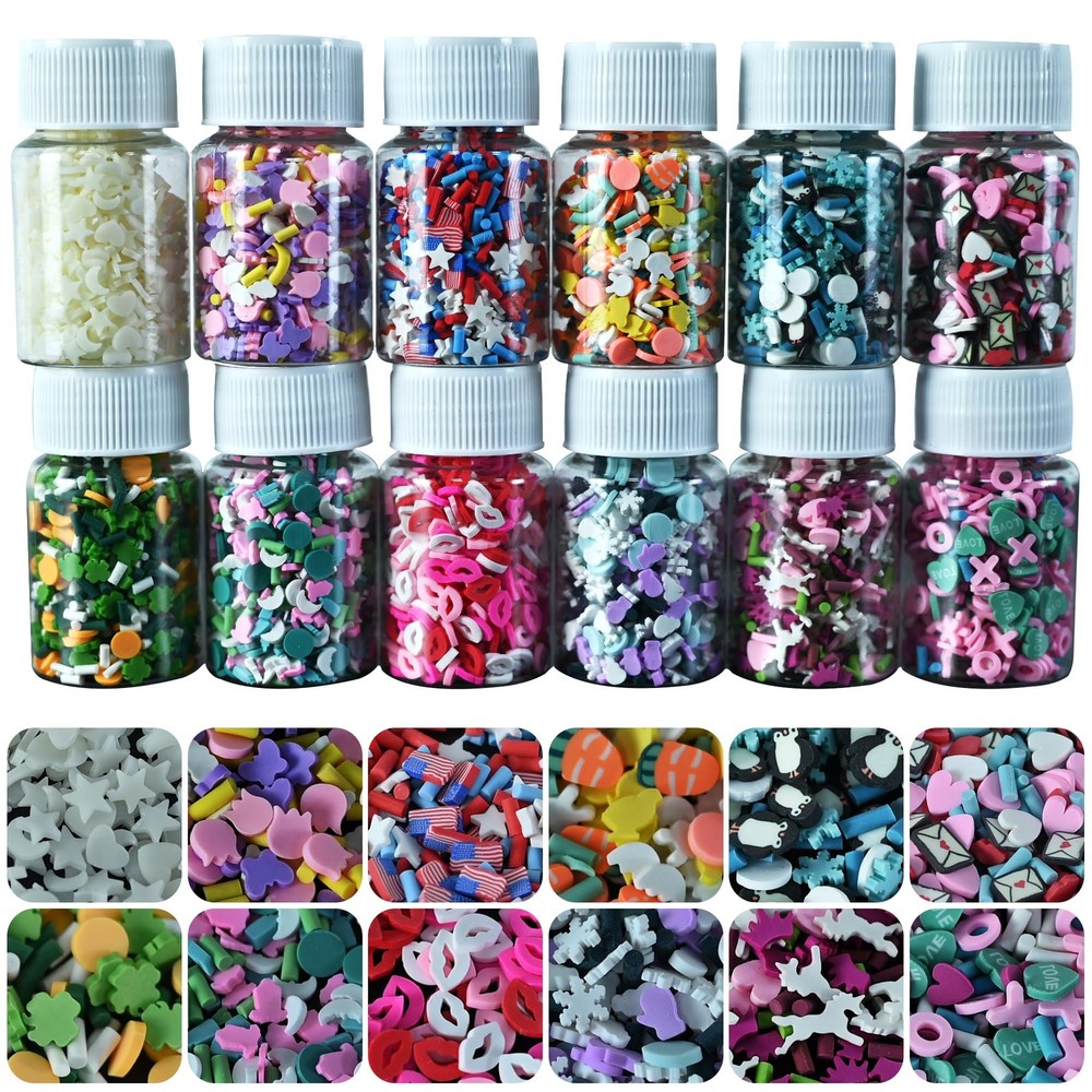 Fake Sprinkles 3.5~5mm long, 4~5mm wide, 0.5~2mm thick, 12 Bottles Mixed 180g