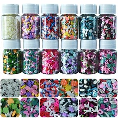 Fake Sprinkles 3.5~5mm long, 4~5mm wide, 0.5~2mm thick, 12 Bottles Mixed 180g