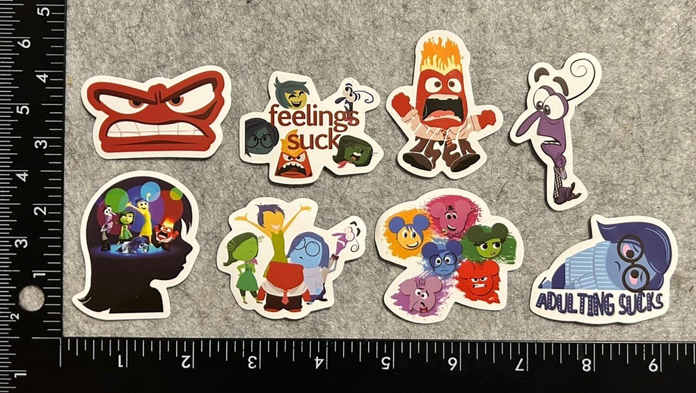 Lot of 8 Assorted Inside Out Disney Pixar Animated Cartoon Stickers