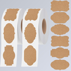 600 PCS Kraft Paper Stickers, 6 Fancy Shapes Labels Self Adhesive Blank Stick…