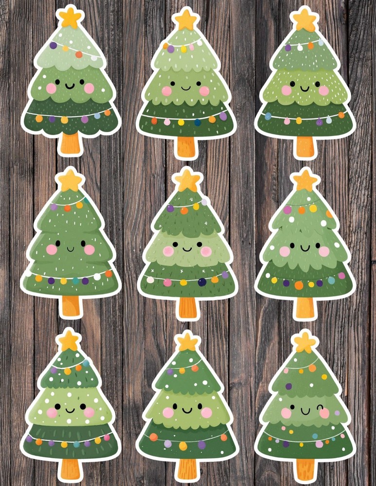 Cute Little Christmas Tree Stickers Set Scrapbooking Laptop Water Bottle