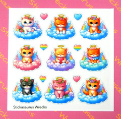 Angel Cats & Hearts Sticker Sheet