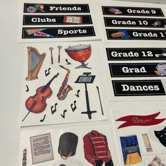 Creative Memories 15 Sticker Blocks and Strips Music School Dogs Bows Balloons