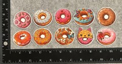Lot of 10 Assorted Donut Snack Breakfast Sugar Rose Butterfly Stickers