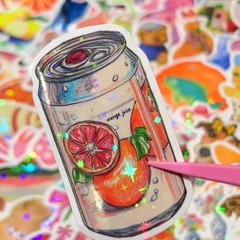Cute 200-Piece Holographic Sticker Pack – Perfect for Scrapbooking Enthusiasts
