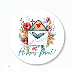 Floral Happy Mail Scrapbook Stickers Envelope Seals Business Mail Party Favors