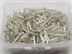 600 Glass Tube Bugle Beads 2X16mm White Silver-Lined + Storage Box