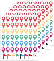 280 Pcs Map Stickers, Self-Adhesive Map Location Markers Stickers, Colorful Peel