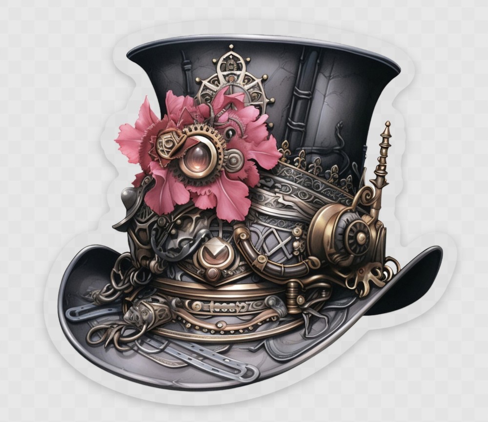 Gothic Steampunk Top Hat Sticker | Vinyl Waterproof Decal