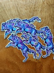 Galaxy Holo Star Fantasy Wolf Sticker – Original Art by SammiSpaghettiArt