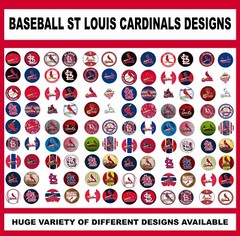 100 Precut BASEBALL CARDINALS TEAM BOTTLE CAP CHARM TRAY IMAGES 1 inch DESIGNS