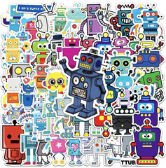Bulk Robot Stickers 10 Pack 500 Waterproof Vinyl Decals Kids Reward Giveaway