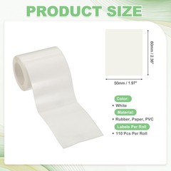110 Pcs Thermal Sticker Paper, 2×2.4″ Square Thermal Printer Label, White