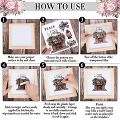 Whaline Fall Rub on Transfers 12 Sheets Autumn Pumpkin Farm Animal 5.9×5.9 Inch