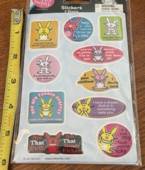 It’s Happy Bunny Rare Vintage Y2K Puffy Stickers Sheet Set By Jim Benton Sealed