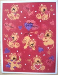 Vintage Hallmark Valentine’s Day King of Hearts Lion Sticker Sheet Exc Cond