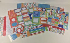 Scrapbook Lot Pages Bright Colors Family Kids Cut Outs 12×12 Paper Makes 16 Page