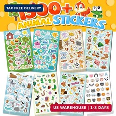 1300+ Stickers for Kids, 8 Sheets Cute Animal Stickers Bulk for Classroom Crafts
