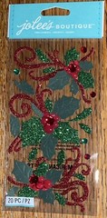 RARE Jolees Flourishes & Holly Christmas Glitter Gem Accent 3D Scrapbook Sticker