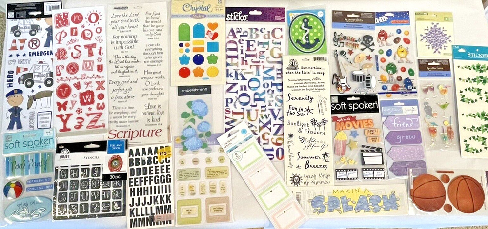 ALL OCCASION Scrapbooking Stickers Lot of 22 pkg Assorted Types Brands Scrapbook