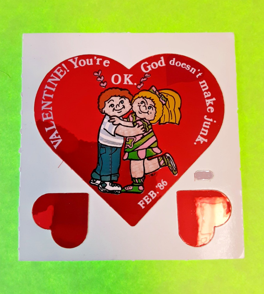 vintage 80’s mylar fake cabbage patch kids valentine large sticker module