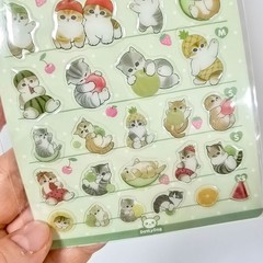 Mofusand Fruit Cat Stickers 3D Epoxy Puffy 5 Size Kawaii Planner Deco Korea