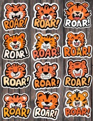 Roar Tiger Die Cut Vinyl Stickers Set Scrapbooking Laptop Waterbottle