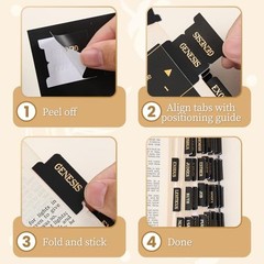 Bible Tabs Laminated Gold Foil Index Labels 105 Count Black Easy Navigation Set