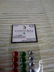 New! 3 Gemstone 6″ Strips Christmas Gems Stickers Red Silver Green 8mm Crafts