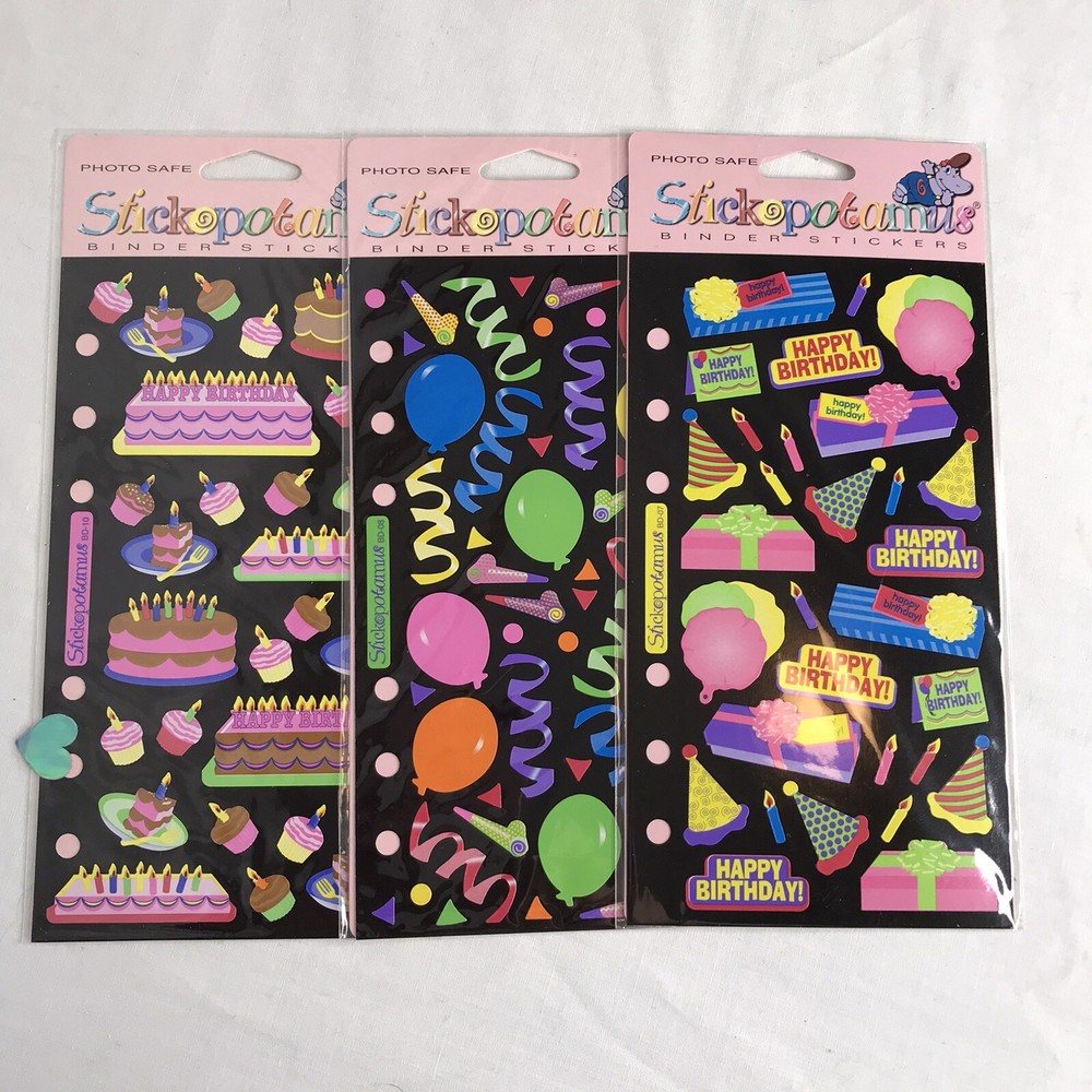 Vintage Birthday Party Binder Stickers Balloons Cards Scrapbook Stickopotumus