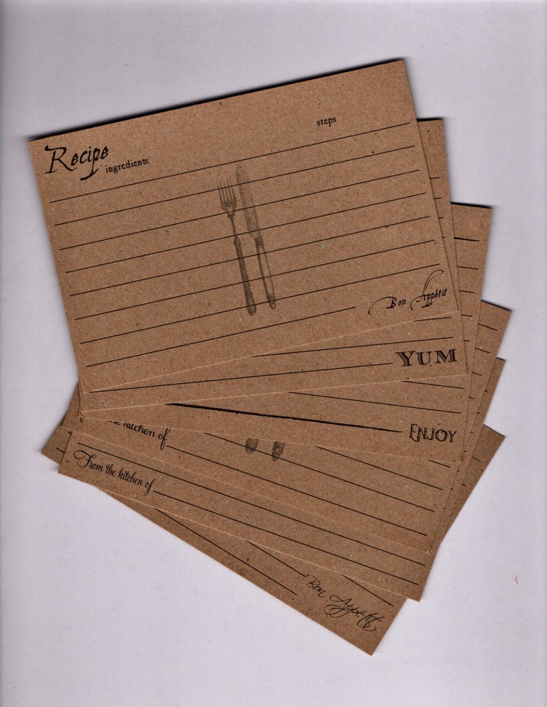 Canvas Corp BLACK & KRAFT (6) 4x6inch RECIPE CARDS scrapbookS journals planners