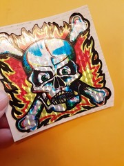 vintage 80’s prism skull & crossbones vending machine sticker *used* *damaged*