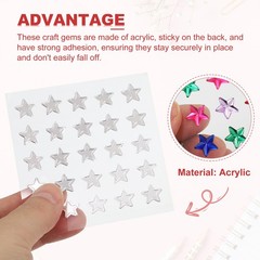 2 Sheet Star Gem Stickers 10mm, Self Adhesive Rhinestones Jewel Sticker Colorful