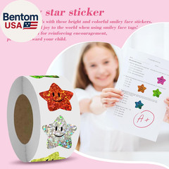 700Pcs Smiley Face Star Stickers for Kids Reward,1Inch 8 Colored Sparkly Foil St