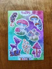 Rainbow Vibrant Mushroom Sticker Sheet – Original Art by SammiSpaghettiArt