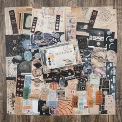 Knaid Vintage Scrapbook Supplies Pack (200 Pieces) for Witchy Junk Journal Bulle