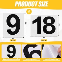 Jexine 450 Pcs 1-18 Athletes Hip Numbers 25 Set Each in Sequence 1 thru 18 Tr…